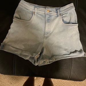 Express Super High Rise Mom Shorts. Light Wash. Size 10R.
